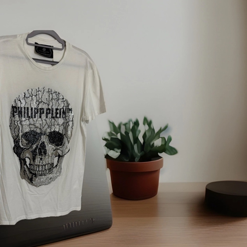 NWT $678 philipp plein t shirt Cristals Skull men Size M - Picture 3 of 16